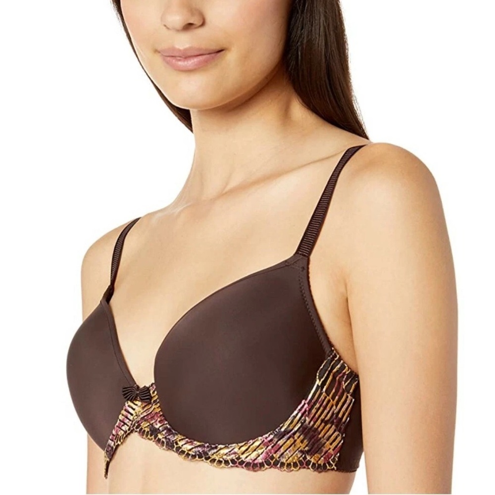 3 for $20 WACOAL La Femme Lurex Contour T-Shirt Bra Lace Padded Chocolate Brown